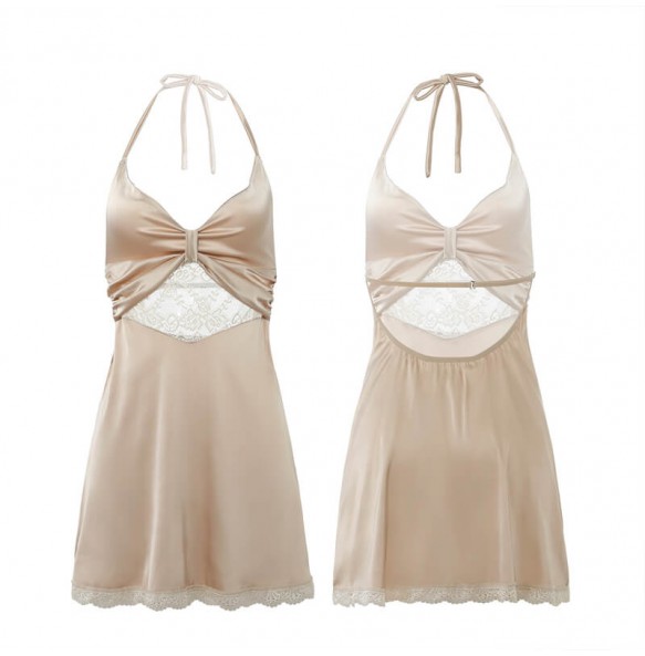 FEE ET MOI - Sexy Deep V Backless Sleepwear (Champagne Gold)